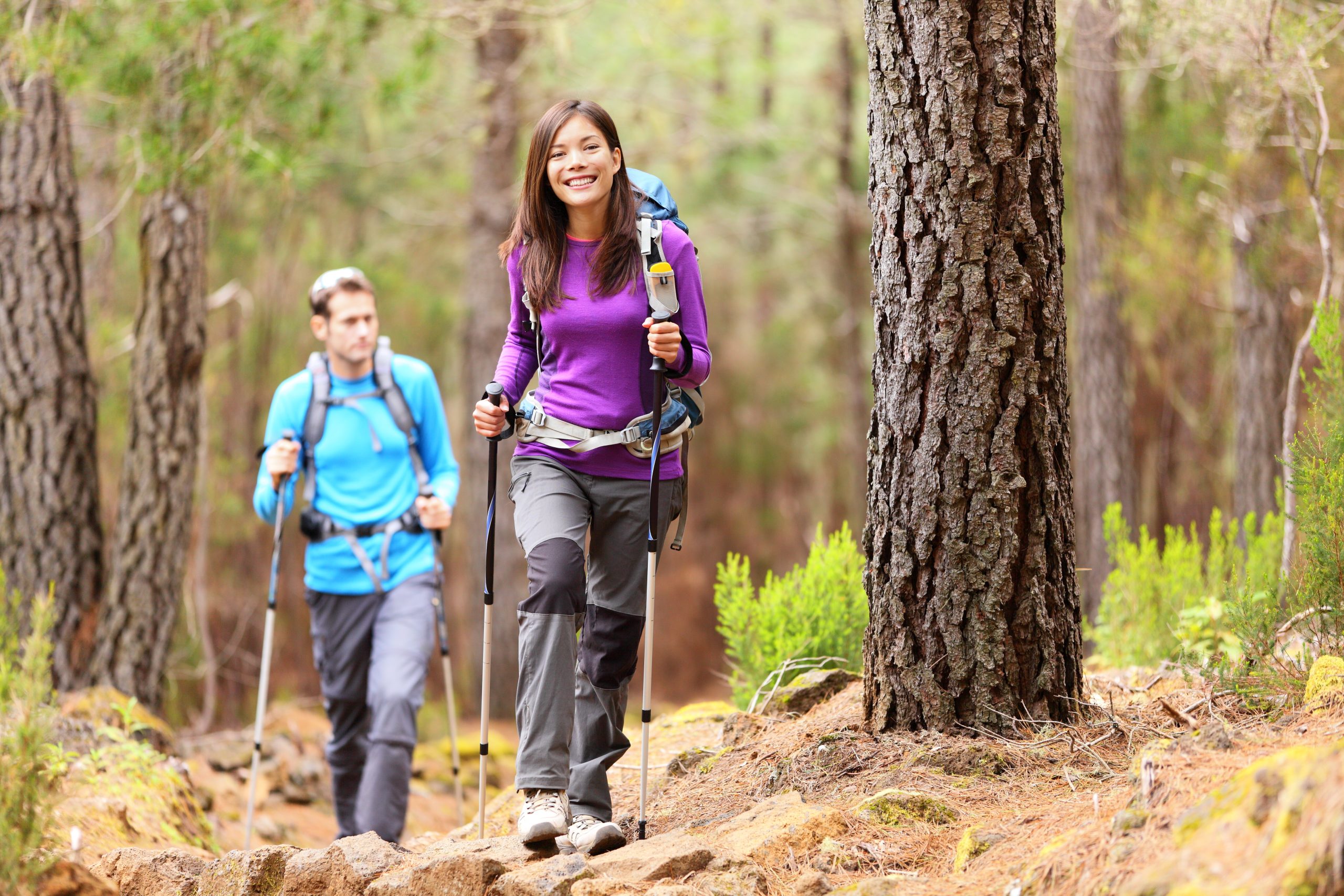 A man and woman hiking